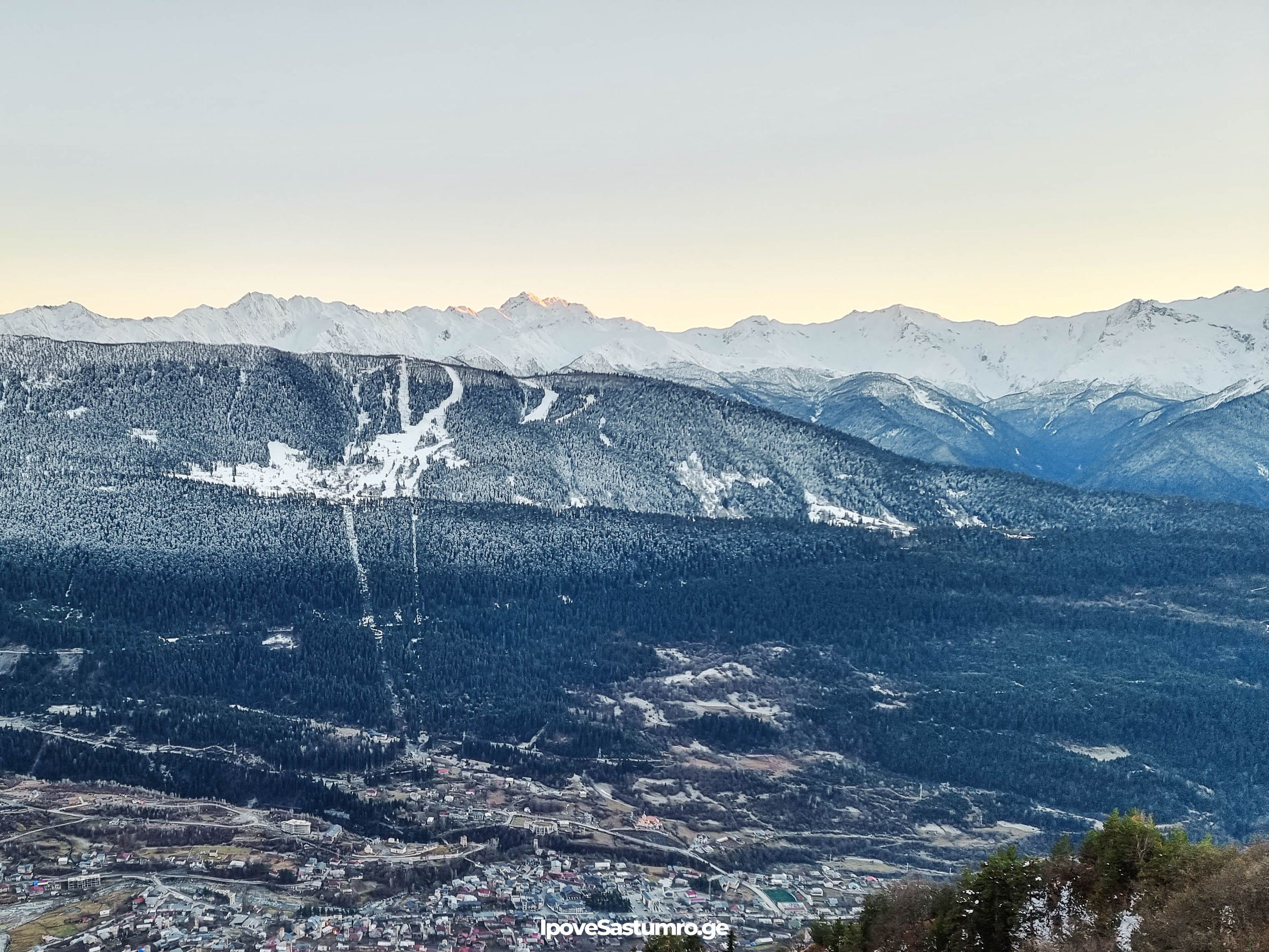 ხედი ჰაწვალზე თოვლით ზამთარში - View of Hatsvali under the snow in winter